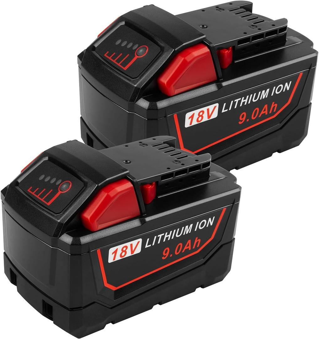 2-Pack 18V 9.0Ah Replacement Battery for Milwaukee MK18 Battery Compatible with 48-11-1850 48-11-1860 48-11-1845 48-11-1828