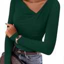 ZESICA Women's Long Sleeve Asymmetrical Neck Ruched Slim Fit Shirts 2026 Fall Fashion Casual Tee Going Out Tops L