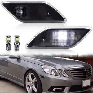 NJSBYL Smoke Lens Front Bumper Side Marker Lights Lamp Housing for 2010-2013 Mercedes-Benz W212 E-Class Pre-LCI E350 E550 E63 AMG Sedan/Wagon Driver Fender Sidemarker OEM Lamps Replacements