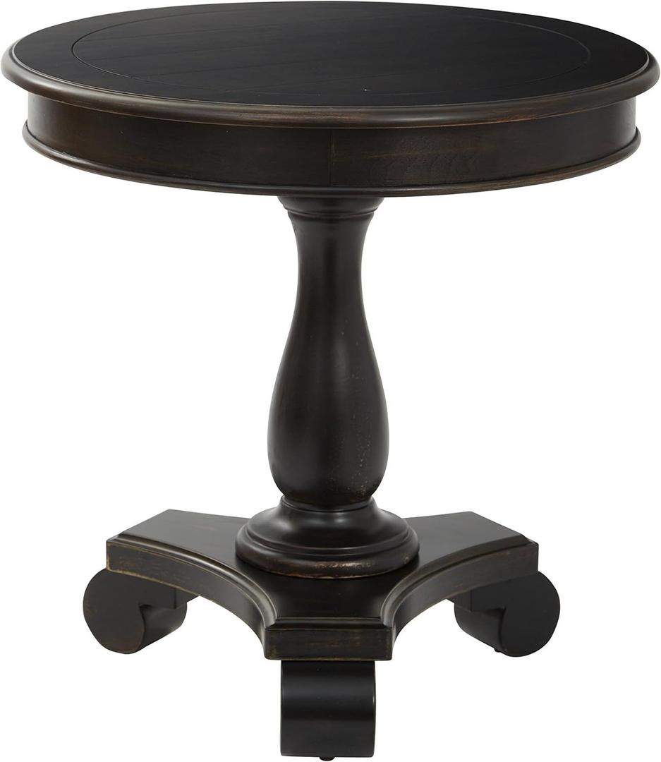 OSP Home Furnishings Inspired by Bassett Avalon Round Accent Table, Antique Black, (BP-AVLAT-YCM1-osp)