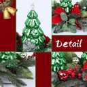 Christmas Table Centerpiece with LED Lights, Green Xmas Tree Decoration, Red Berry, Christmas Balls for Holiday Party, Home, Fireplace