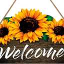 SICOHOME Welcome Sign for Front Door - 8" x 12" Sunflower Welcome Sign Rustic Summer Fall Front Door Wreath Hanging for Front Porch Bedroom Living Room Indoor Outdoor Kitchen Home Decor