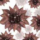 Jetec 30 Pcs Brown Christmas Poinsettia Flowers Artificial Tree Decoration Glitter Poinsettia Flowers for Christmas Tree Ornaments Wreaths Floral Holiday Decor