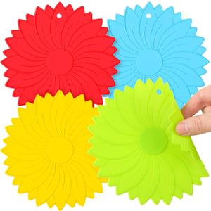 Maxdot 4 Pcs Large Rubber Jar Opener Pad Jar Opener 6.10 Inch Multi Function Non Slip Jar Opener Resistant Coasters for Weak Arthritis Hands Seniors Easy Opening(Bright Colors)