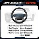 Steering Wheel Cover for Toyota 4Runner Tacoma Tundra Sequoia, Black | Nappa Leather, Carbon Fiber Texture, Anti-slip Grip, Non-slip, Large Size 15.5-16"