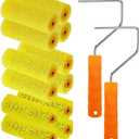 12 Pcs Textured Paint Roller Covers with 2 Frames Set, 4 inch 3 Textures Foam Drywall Texture Paint Rollers, House Paint Roller Covers for Art Painting Walls Ceilings