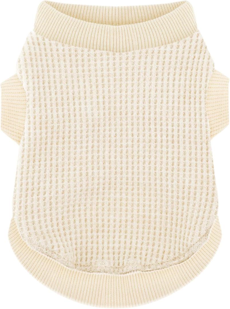 Cozy and Functional Dog Shirts for Small Puppies: Stretchable Beige Attire with Easy-On Design, Ideal for Chihuahuas and Yorkies - Enhance Comfort and Playfulness on Chill Days XX-Small (XXS-(0.3~0.8lb) | Chest(~9.5"))