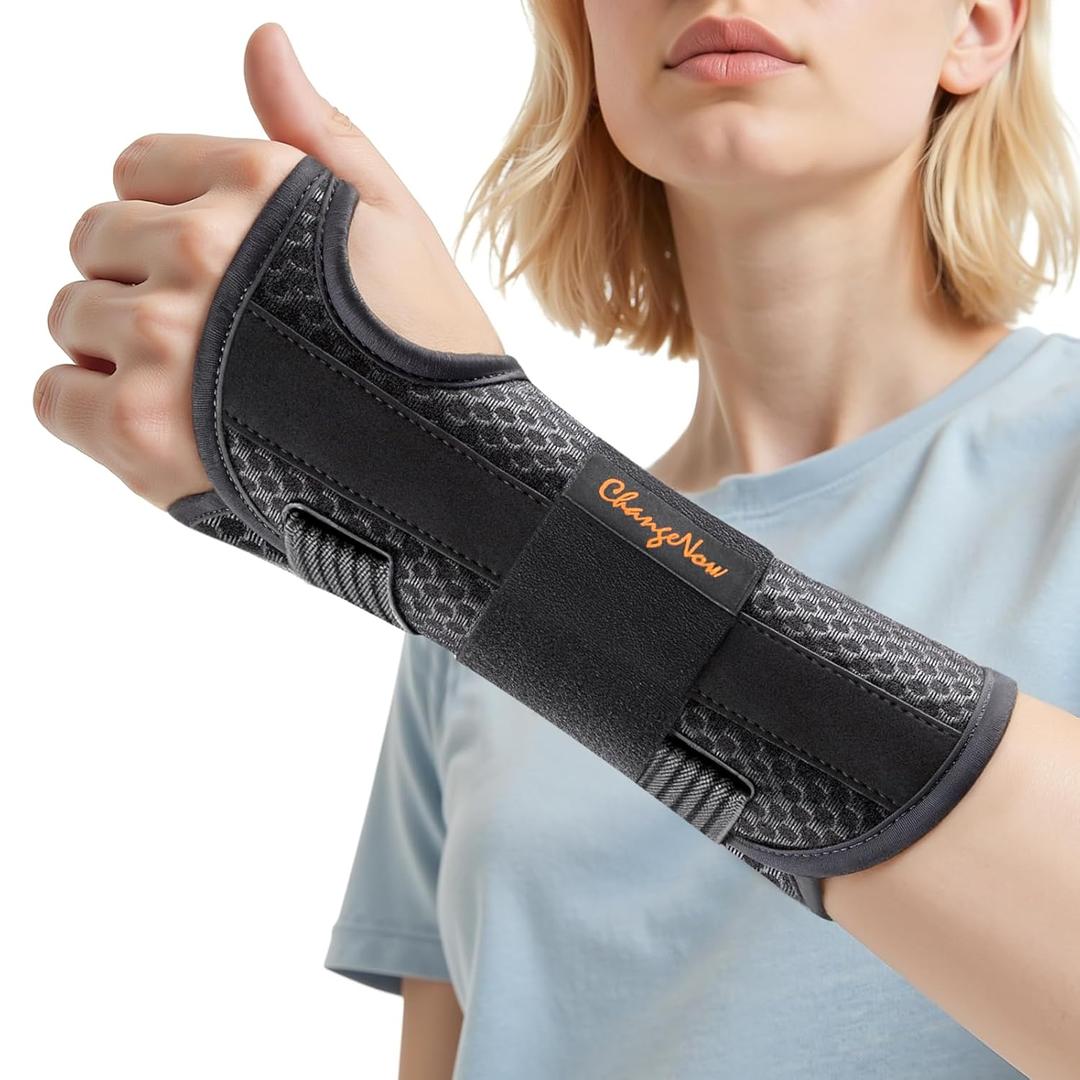 Carpal Tunnel Wrist Brace for Women&Men, [Ultra Breathable & Upgraded Support] Night Wrist Support with Metal Splints Fit Right Hand, Rigid Hand Brace for Tendonitis, Sprain, Arthritis, Pain Relief (Black)