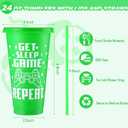 Mifoci Video Game Plastic Cups with Lids and Straws Reusable Tumbler with Lid and Straw Cute Iced Coffee Travel Cups Mug Water Bottle for Adult Kid Gaming Birthday Supplies (Multicolor,2 Pcs)