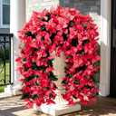 Fake Bougainvillea Artificial Hanging Flowers, 2 PCS Outdoor Faux Plants UV Resistant Realistic Silk Long Trailing Vines for Door Porch Outside Planter Urn Patio Garden Yard Decc,Hot Pink