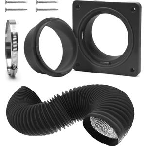 VIWINVELA Dryer Vent Hose Connector Kit - Dryer Vent Wall Plate with Hose - Dryer Duct Connector with Quick Connect & Disconnect Dryer Dock Connector (Dryer Vent Connector with 4in-5ft Black Hose)