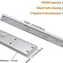 LONTAN 22 inch Heavy Duty Soft Close Drawer Slides 1 Pair Full Extension Ball Bearing Drawer Glides Side Mount Cabinet Rails with Rear Mounting Brackets 100lb Capacity