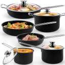 Stainless Steel pots and pans set, 10 Piece Nonstick Kitchen Induction Cookware Set,Works with Induction/Electric and Gas Cooktops, Nonstick, Dishwasher, Black