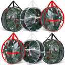 Zhengmy 6 Pcs Clear Christmas Wreath Storage Bag Wreath Storage Container With fixing strap Wreath Storage Box with Handles for Storing Garland Holiday Wreath Wrapping(24 Inches)
