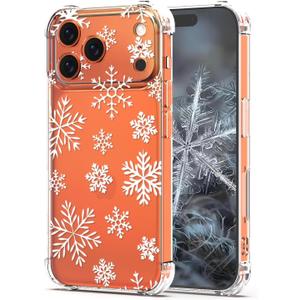 for iPhone 17 Pro Christmas Case Clear Kids, Xmas Snowflake Design Slim Protection Shockproof Women Mobile Case Cover for iPhone 17 Pro Girls
