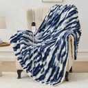 Heated Blanket Throw - 50"x60" Fast Heating Bed Electric Blankets Throw with 6 Heating Levels & 4 Hours Auto Off, Soft Ribbed Faux Fur Sherpa, Over-Heated Protection ETL, Navy Blue