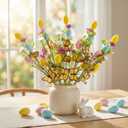 5Pcs Easter Stems Decorations with Butterflies, 19.5" Artificial Spring Floral Picks with Colorful Eggs & Flowers, Easter Tree Spray Branches for Vase Filler Centerpiece, Home Party Dcor