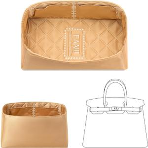 Purse Organizer Insert for Hermes Birkin 30 Handbag, Custom Ferfect Fit Inside Premium Aesthetics Embroidered Lightweight Tote Bag Insert Accessories (Copper Shimmer)