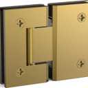 180 Degree Glass Shower Door Hinges Heavy Duty Solid Brass, Shower Door Hardware Replacement for 5/16"(8mm) - 1/2"(12mm) Thickness Tempered Glass (Brushed Gold, 1Pack, 180 Degree)