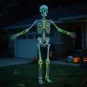 8ft Halloween Giant Skeleton - Posable with Glowing Eyes & Luminescent Paint, Tall Outdoor Skeleton Full Body Life-Like Bones for Halloween Decorations