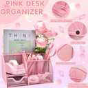 Pink Desk Accessories, 24Pcs Pink Office Supplies and Desk Organizers, with Tape Dispenser, Stapler, Staple Remover, Ect, Gift Box Packaging