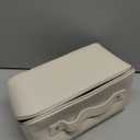 Vlando Travel Makeup Bag,Gifts for Women Large Capacity Toiletry Bag for Women Wide Open Cosmetic Organizer with Divider and Handle (White)