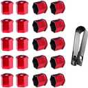 Yourkar 20 PCS Wheel Nut Covers Bolt Caps, 17mm Anti-Theft Wheel Lug Bolt Covers with Removal Tool, Automotive Hub Screw Exterior Protection Cap, Decorative Car Accessories (Glossy, Red)
