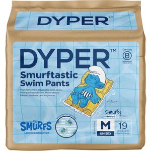 DYPER Smurftastic Baby Swim Diapers, Hypoallergenic Plant-Based Disposable Swim Diapers | Eco-Friendly & Absorbent Swimming Diapers for Babies, Size M (19 Count)