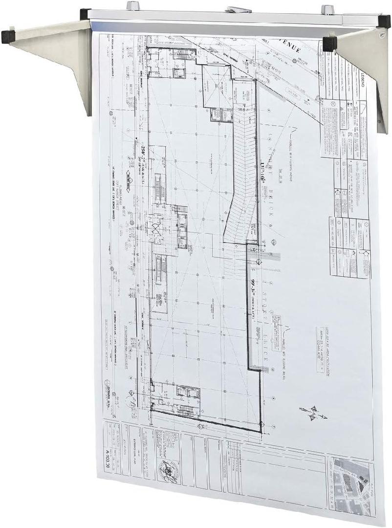 Adir Blueprint Wall Rack - Blueprint Plans Organizer and Construction Plan Holder - Poster Display and Map Rack for Office and Home (Without Blueprint Clamps) (Putty)