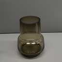 Amber Glass Vase Bud Flower Vase with Modern Design, Brown Wide Mouth Decorative Vase Gift for Home Decor, Living Room, Dining Table, Entryway, Shelf, Wedding, Office, 7.3 Inch (Amber)