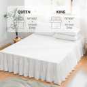FALUCA Soft Cozy French Linen Bed Skirt with Pleated Frills - 14" Tailored Drop Dust Ruffle for Farmhouse & Modern Bedrooms, Breathable Linen-Cotton Blend, Easy-Fit Bedding (14" Queen, White)