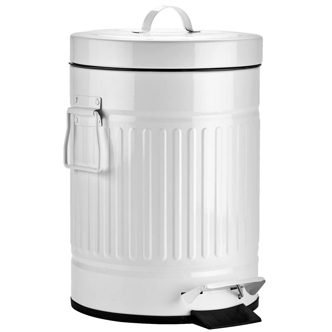 Autumn Alley, Farmhouse Bathroom Trash Can - White Trash Bin with Lid and Pedal - White Garbage Bin for Rustic Bathroom, Farmhouse Kitchen Trash Can, Country Home Décor, 5L, 1.3 Gallon