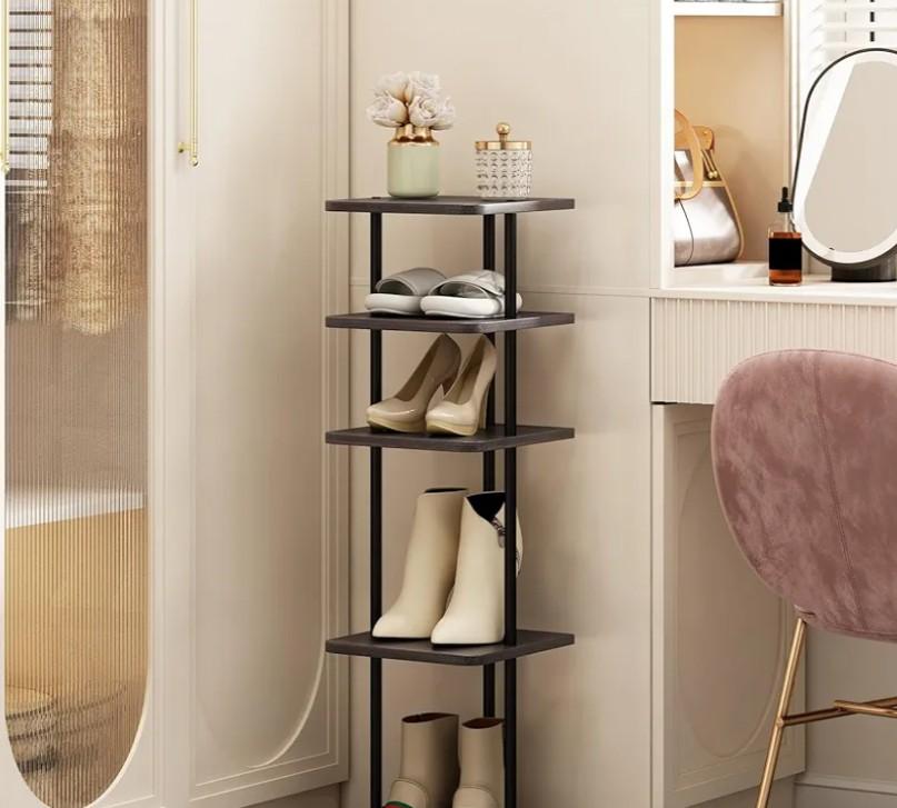 Vertical Shoe Rack,5 Tiers Stackable Shoe Rack for 10 Pairs, Narrow Shoe Tower,Space Saving, for Entryway, Living Room, Bedroom,Closet,DIY Free Standing Shoe Organizer(Grey 5 Tiers)