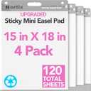 Nortix Sticky Easel Pads, Flip Chart Paper, 15 x18 inch, 30 Sheets/Pad, 4 Pads, Chart Paper for Teachers,Super Adhesive & Bleed-Resistant, Mini Self-Stick Easel Paper for Classroom/Office/Home