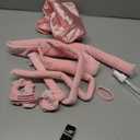 LitBear Heatless Curls Overnight, 2 Sizes of Soft Hair Rollers for Women with Bonnet to Sleep In, No Heat Hair Curlers Set with Scrunchies and Clips, for Long and Medium Hair (Pink)