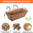 Riare 4 Pack 16 Inch Window Boxes Planters with Coco Liner, Metal Deck Railing Planter Boxes, Balcony Planters Railing Hanging, Horse Trough Window Flower Planter Boxes for Outdoor Porch Fence Patio