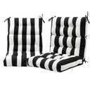 FUNHOME Indoor/Outdoor High Back Chair Cushions Set of 2, Water Resistant Tufted Deep Seat Chair Cushions, Adirondack Cushions for Garden Porch Home Office Chair Use-Black White Stripe