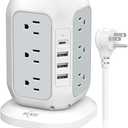 AiJoy Surge Protector Power Strip - 12 AC Outlets, 4 USB Ports (1 USB-C), 10ft Extension Cord, Charging Station with Surge Protection for Home, Office, Dorm, Color: White-USB C