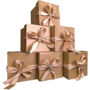 6 Pcs Gift Boxes with Lids,Squared Boxes with Lids for Birthday,Anniversary.Christmas Gift Box, New Year Gift Box(Gold, 444) (4x4x4 Inch)