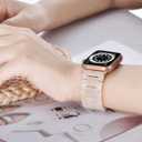 V.R.HOPE Resin Band Compatible with Apple Watch Band for Women 44mm 42mm 45mm 46mm 49mm Rose Gold Fashion Lightweight Bracelet Strap for iWatch Series Ultra3/11/10/9/8/7/6/5/4/3/2/1/SE3 (Fluorescent White)