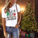 Womens Christmas Shirts Just A Girl Who Loves Christmas T-Shirt Xmas Tree Tee Tops White
