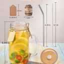 TANGLONG Mason Jar with Lid and Straw 24 oz Mason Jar Cups Set of 8 Glass Cups with Lids and Straws Mason Jars with Handle Drinking Glasses