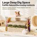 Fully Detachable Hamster Digging Box, Removable Acrylic Panels & Wooden Lid, Extra Deep Clear Panoramic Burrow, Dual-Side DIY Habitat, M Size for Syrian Hamsters, Gerbils, Degus
