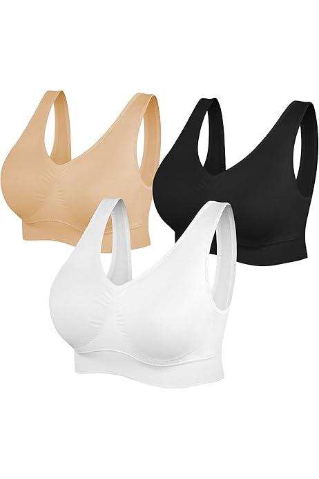 Womens Sports Bras, Yoga Comfort Seamless Stretchy Sports Bra for Women 3 Pack, 4XL