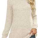 Sweaters for Women Long Sleeve Crewneck Sweatshirt Loose Casual Tunic Tops (M)