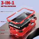 Compatible with iPhone 16 Pro Phone Case with Tempered Glass Screen Protector - 3 in 1 Shockproof Shock-Resistant Drop Protection Non-Slip Protective Case for Apple iPhone 16 Pro 6.3" (RedBlack)