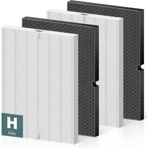 116130 Replacement Filter H for Winix 5500-2 AM80 Plasmawave Air Purifier, High Efficiency Filter and Activated Carbon Filter Combo Pack, 2 Set