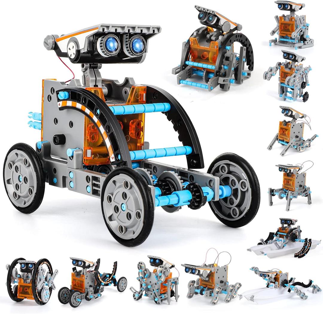 Lucky Doug Toys for Ages 8-13, 12-in-1 STEM Solar Robot Kit Toys Gifts for Kids 8 9 10 11 12 13 Years Old, Educational Building Science Experiment Set Birthday for Kids Boys Girls (Grey)