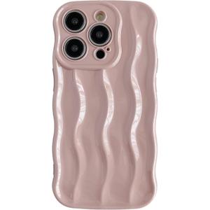 Caseative for iPhone 14 Pro Case,Water Ripple Pattern Curly Wave Frame Soft Phone Case (Pink)