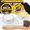 Leather Boot Care Kit, Mink Oil & Saddle Soap for Leather Cleaning & Leather Boots, 6-in-1 Leather Shoe Care Kit